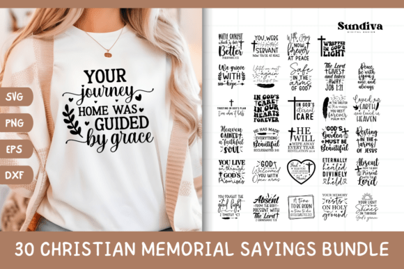 30 Christian Memorial Quote SVG Bundle for Crafts and Graphics